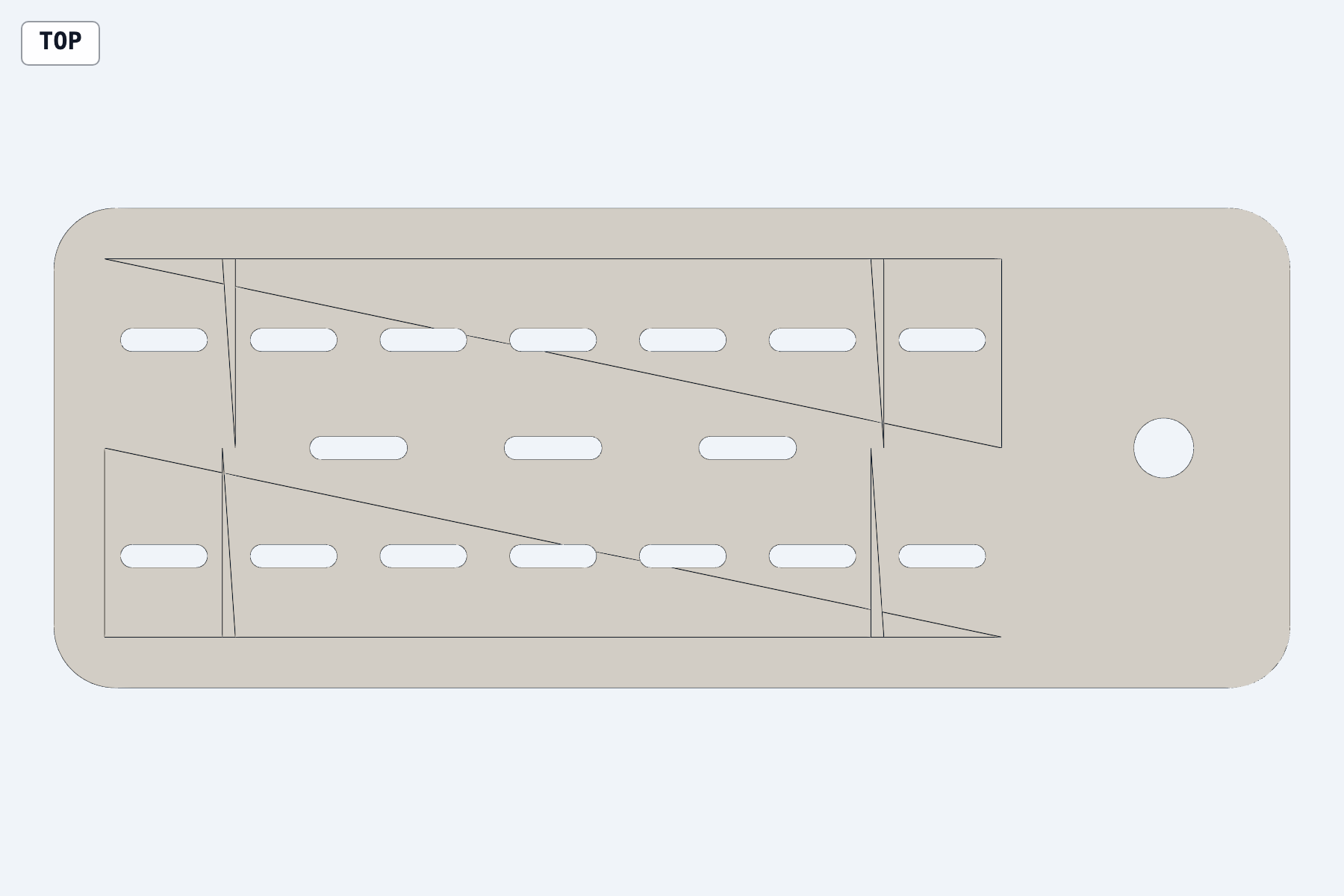 Top view of the simplified slotted drainage tray